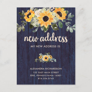 Rustic Sunflower   New Address Moving Announcement
