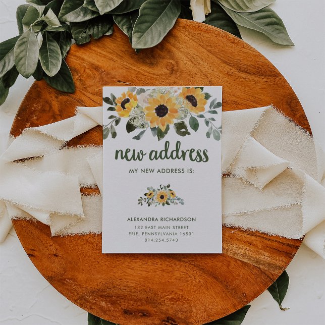 Rustic Sunflower | New Address Moving Announcement Postcard (Creator Uploaded)
