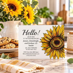 Rustic Sunflower New Neighbours Introduction Postcard