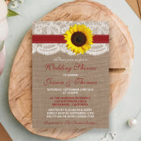 Rustic Sunflower On Burlap & Lace Wedding Shower