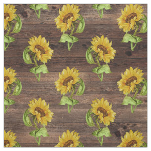 Rustic Sunflower on Wood Fabric