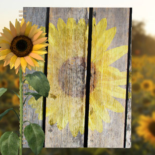 Rustic Sunflower On Wood Planner
