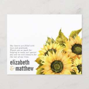 Rustic Sunflower   PAPER Wedding Thank You Card