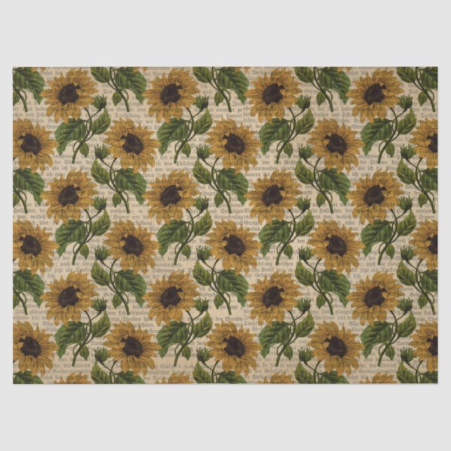 Rustic sunflower pattern Country Tissue Paper (Front)