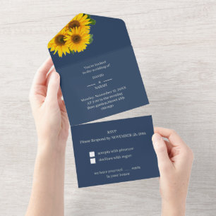 Rustic Sunflower Personalised Wedding All In One Invitation