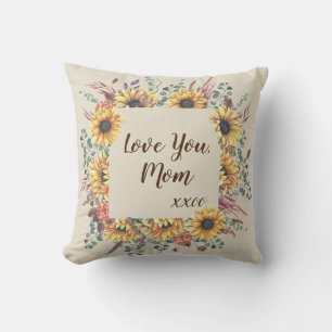 Rustic Sunflower Personalized Mother's Day Throw Pillow