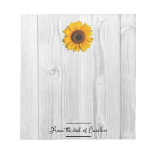 Rustic Sunflower Personalized Notepad