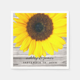 Rustic Sunflower Personalized Party Paper Napkin