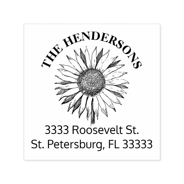 Rustic Sunflower Personalized Return Address Self-inking Stamp (Design)