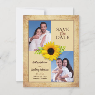 Rustic Sunflower Photo Save the Date Announcement