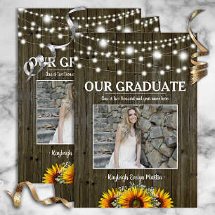 Rustic Sunflower Photo Template Graduation Party