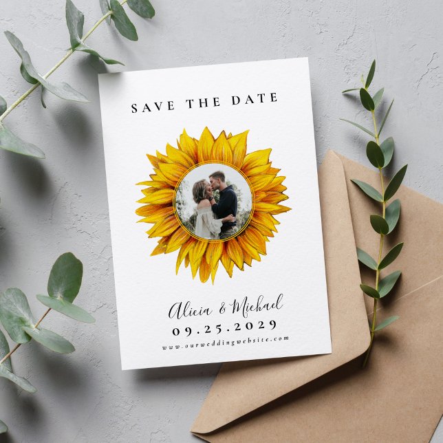 Rustic sunflower photo wedding save the date (Creator Uploaded)