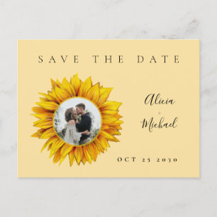 Rustic sunflower photo wedding save the date announcement postcard