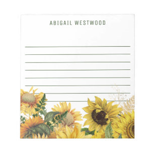 Rustic Sunflower Plant Mom Personalized Name Notepad