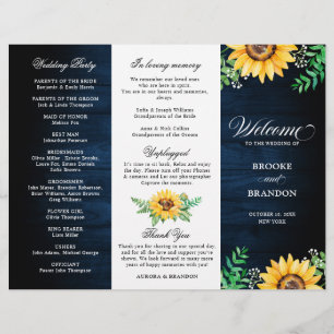 Rustic Sunflower Programme de mariage respiratoire