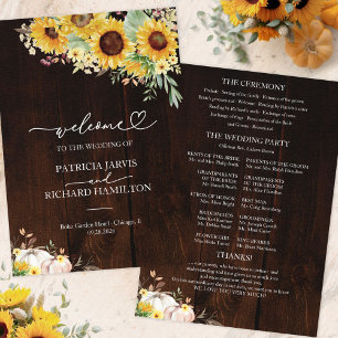 Rustic Sunflower Pumpkin Fall Wedding Program