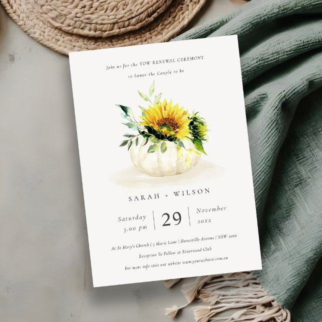 Rustic Sunflower Pumpkin Floral Vow Renewal Invite (Creator Uploaded)
