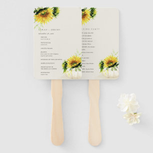 Rustic Sunflower Pumpkin Floral Wedding Program Hand Fan