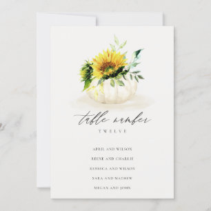 Rustic Sunflower Pumpkin Seating Chart Table Card