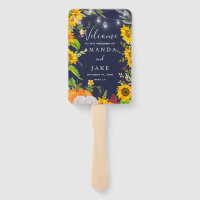 Rustic Sunflower Pumpkins Blue Wedding Welcome