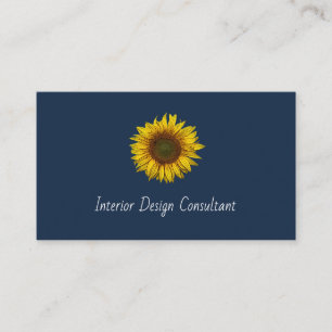 Rustic Sunflower QR code Boho Navy Blue Business Card