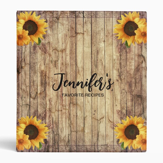 Rustic Sunflower Recipe Binder (Front)
