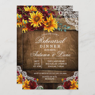 Rustic Sunflower Rehearsal Dinner Invitation