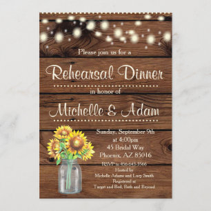 Rustic Sunflower Rehearsal Dinner Invitation