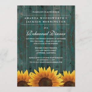 Rustic Sunflower Rehearsal Dinner Invitations