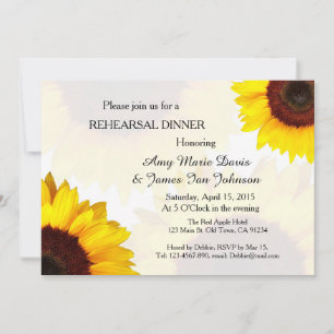 Rustic Sunflower  Rehearsal Dinner Invitations