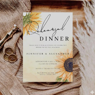 Rustic Sunflower Rehearsal Dinner Night Before Invitation