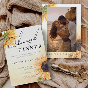 Rustic Sunflower Rehearsal Dinner Night  Invitation