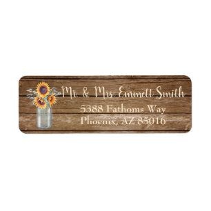 Rustic Sunflower Return Address Label, Rustic