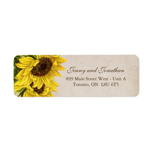 Rustic Sunflower Return Address Labels (Front)