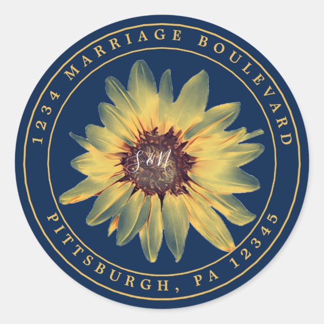 Rustic Sunflower Return Address Sticker (Front)