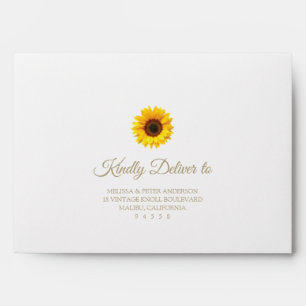 Rustic Sunflower Return Address Summer Wedding Envelope
