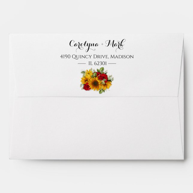 Rustic Sunflower & Roses Envelope (Back (Top Flap))