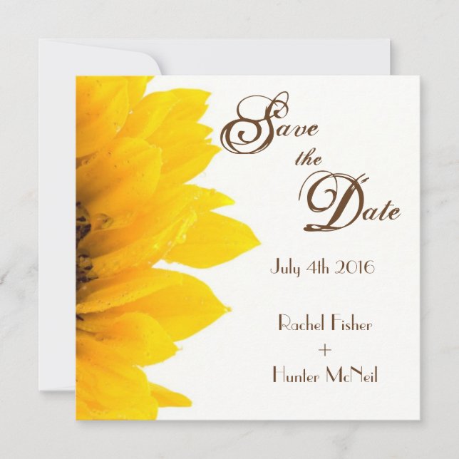 Rustic Sunflower Save the Date (Front)