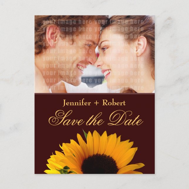 Rustic Sunflower Save the Date Announcement Postcard (Front)