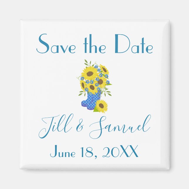 Rustic Sunflower Save the Date Magnet (Front)