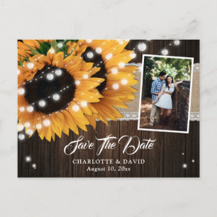 Rustic Sunflower Save The Date Photo Postcards