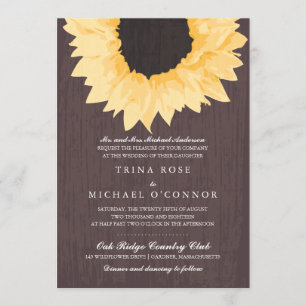 Rustic Sunflower Splendour    Wedding Invitation