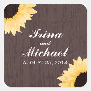 Rustic Sunflower Splendour    Wedding Square Sticker