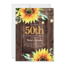 Rustic Sunflower String Light 50th Birthday