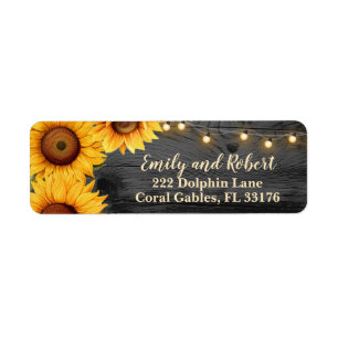 Rustic Sunflower String Lights Address Label