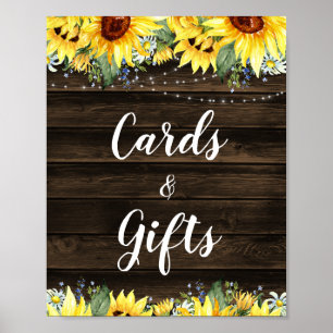 Rustic Sunflower String Lights Cards & Gifts Poster