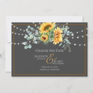 Rustic Sunflower String Lights Change the Date Save The Date