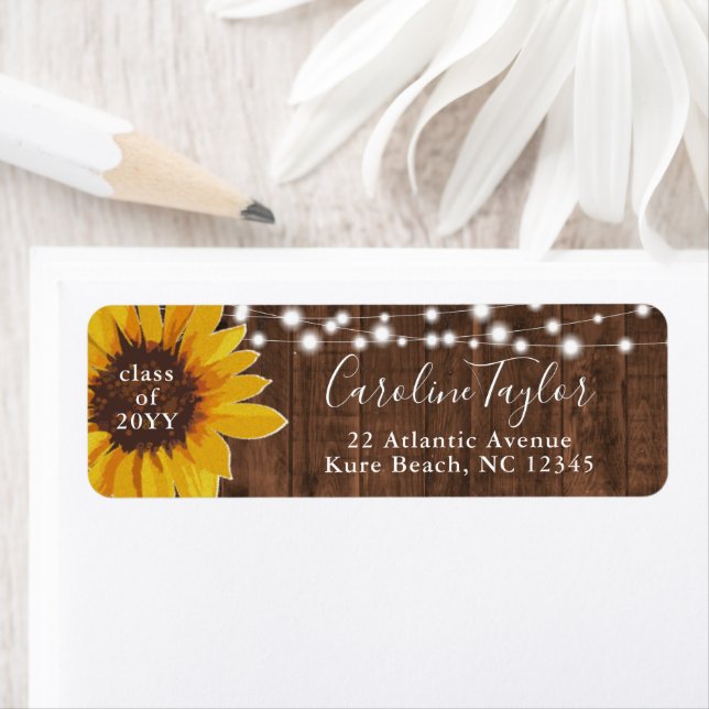 Rustic Sunflower String Lights Graduation Address (Insitu)