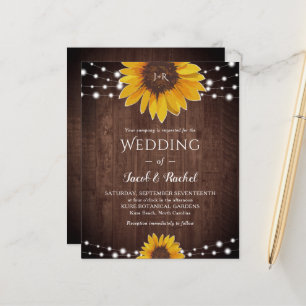Rustic Sunflower String Lights Monogram Wedding