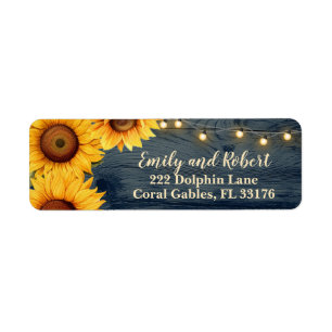 Rustic Sunflower String Lights Return Address 